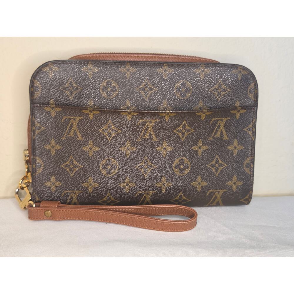 Louis Vuitton Monogram Orsay Clutch Wristlet Bag AR0917 LV Brown Canvas